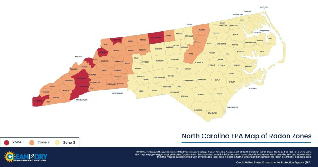 radon testing boone, nc map